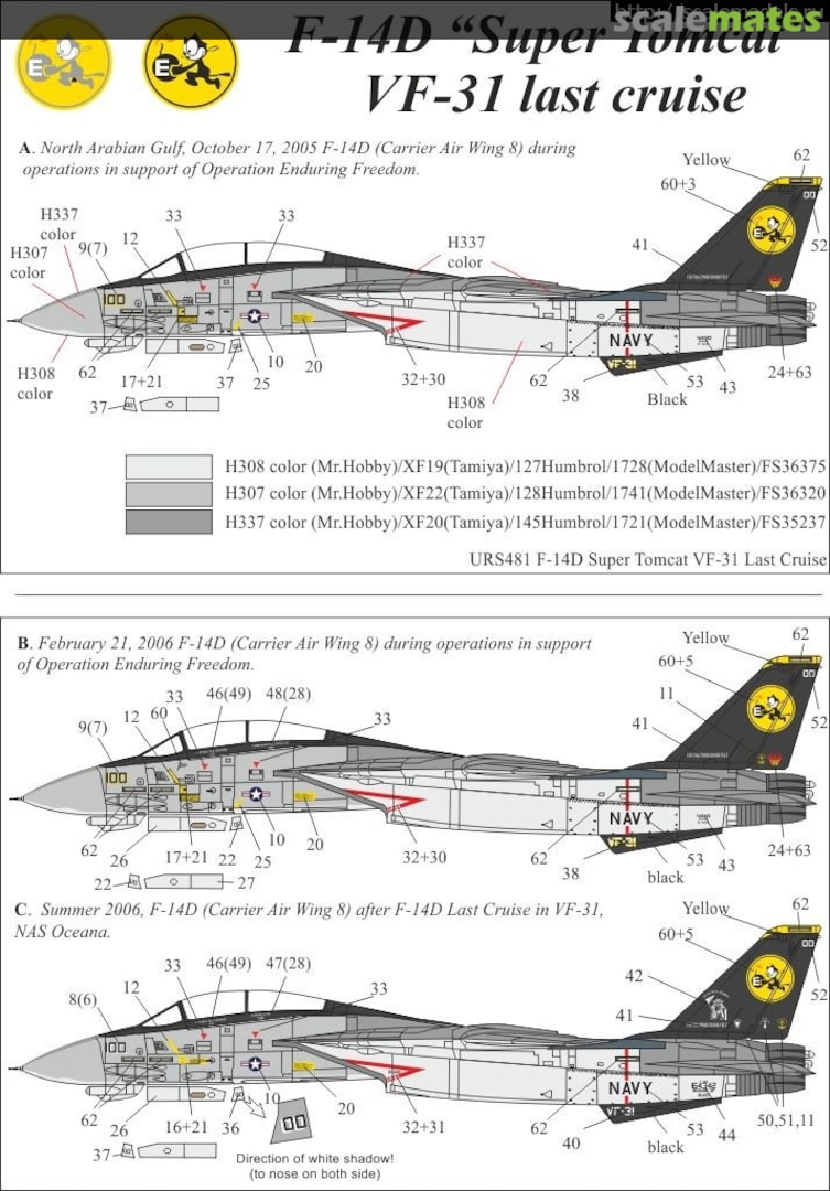 Boxart F-14D Super Tomcat VF-31 Last Cruise URS721 UpRise Decal Serbia