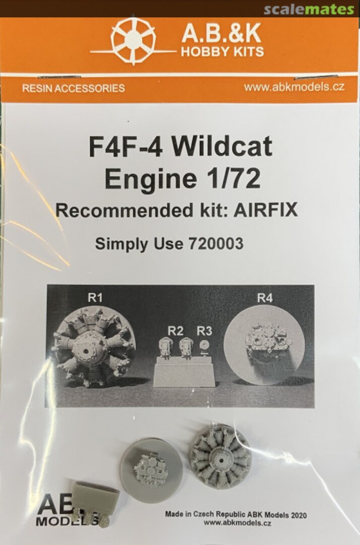 Boxart F4F-4 Wildcat Engine 720003 A.B.&K Hobby Kits