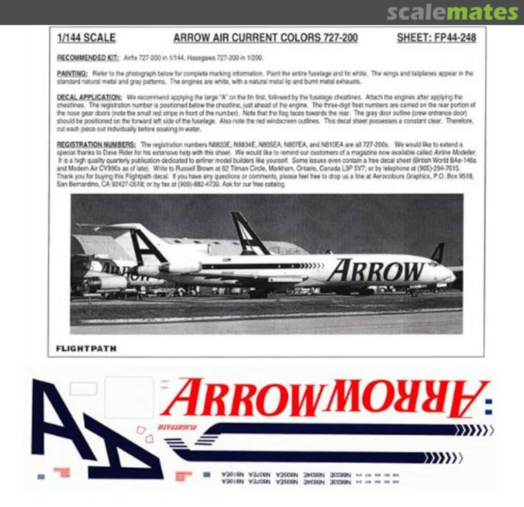 Boxart Arrow Air 727-200 FP44-248 Flightpath Decals