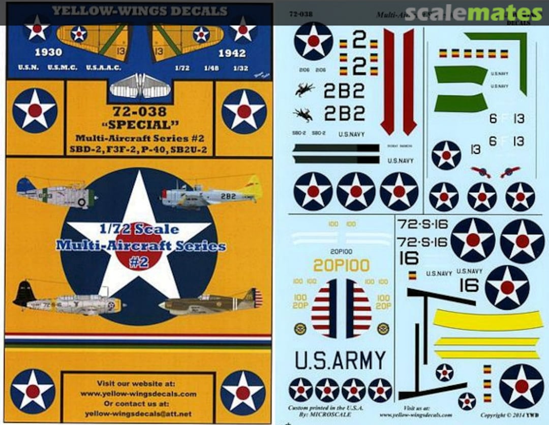 Boxart Multi-Aircraft Series #2 72-038 Yellow-Wings Decals