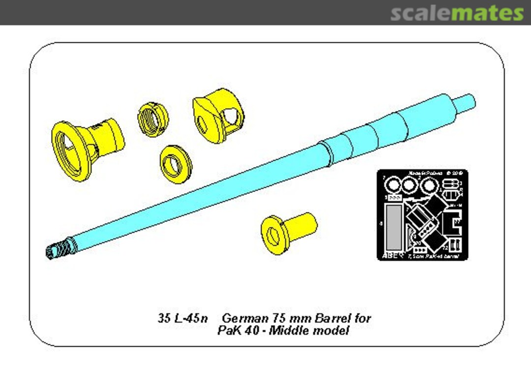 Boxart German 75mm Barrel for Pak 40 - Middle Model 35L-045n Aber