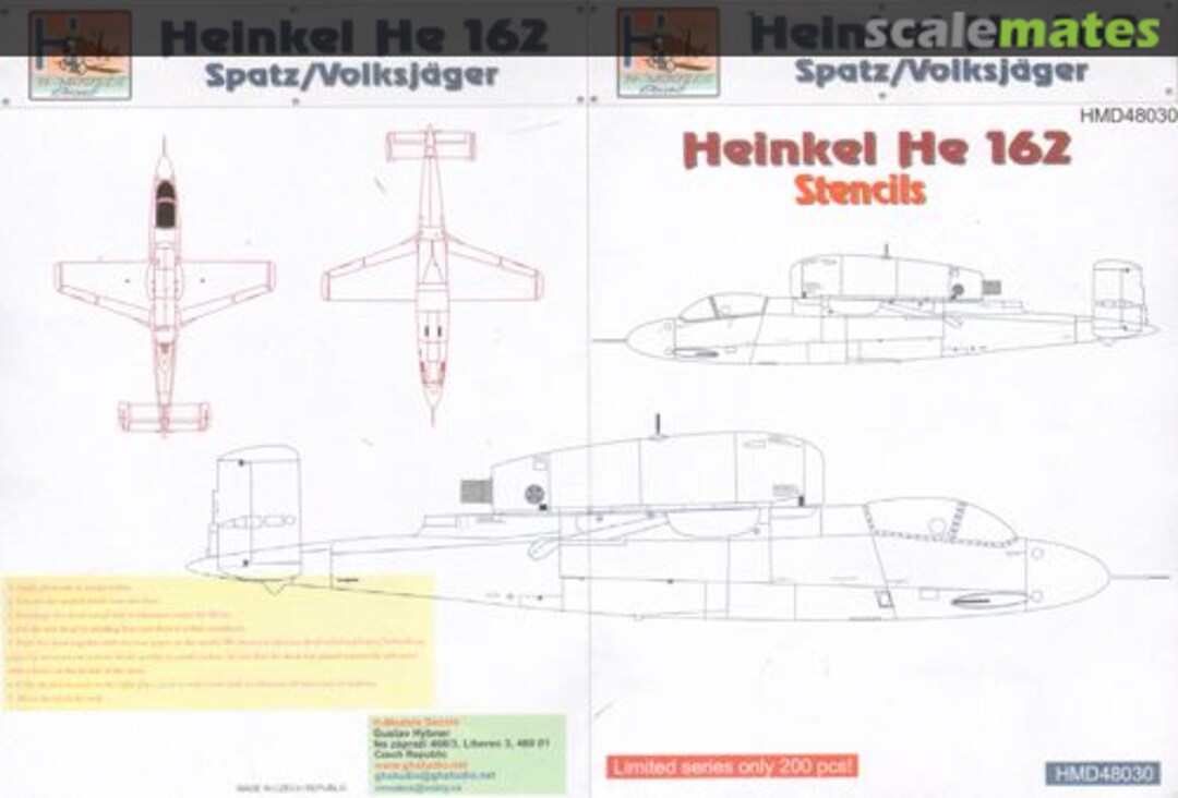 Boxart Heinkel He 162 Stencils HMD48030 H-Models Decals