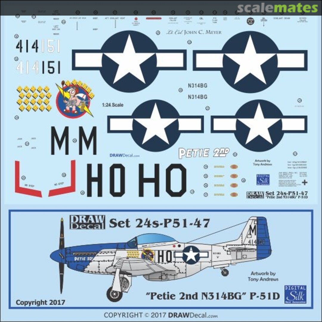 Boxart P-51D "Petie 2nd" N314BG 24-P51-47 Draw Decal