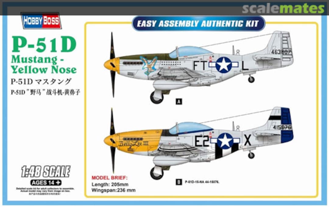 Boxart P-51D Mustang - Yellow Nose 85808 HobbyBoss