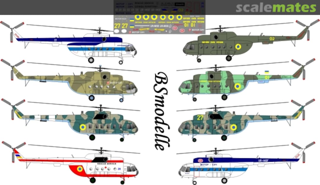 Boxart Mil Mi-8T, Mi-8MSB Ukrainian Operators decals BSM720821 BSmodelle