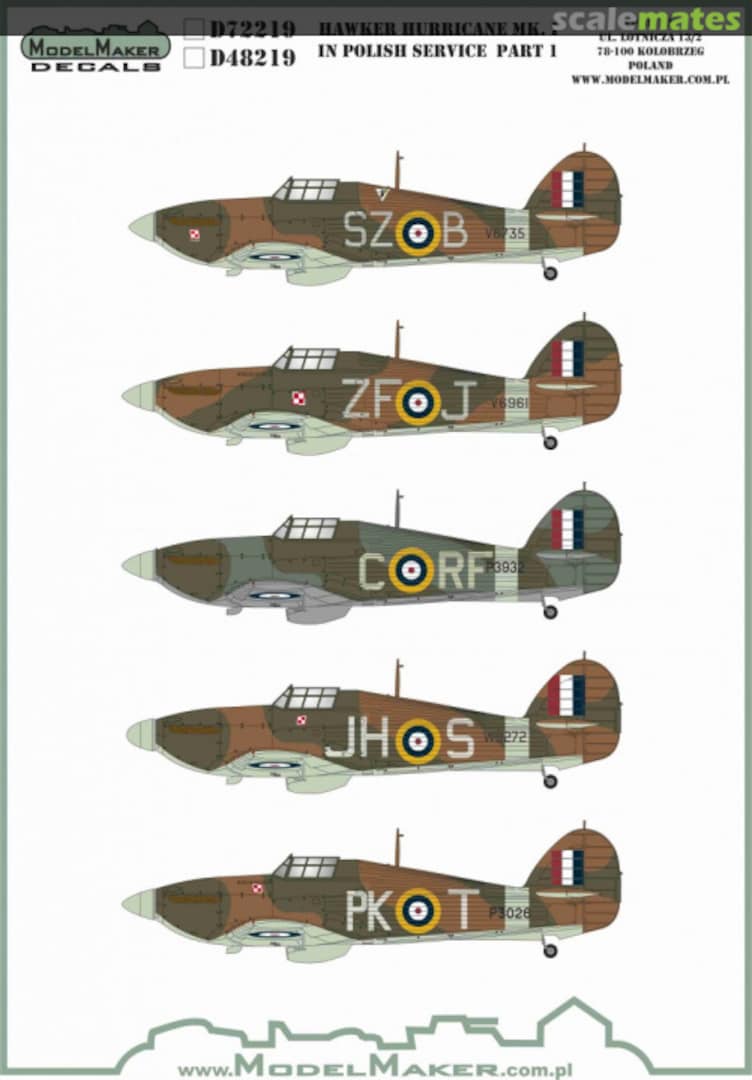 Boxart Hawker Hurricane Mk. I In Polish Service (Part 1) MD32219 ModelMaker