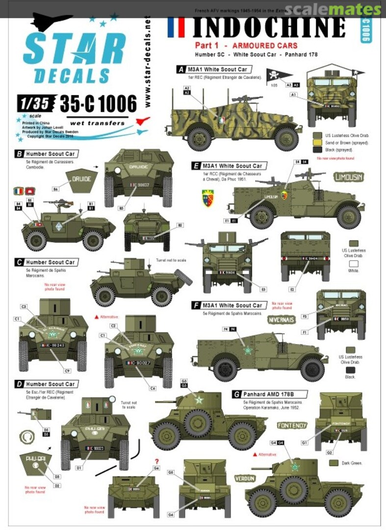 Boxart Indochine #1. Armoured cars 35-C1006 Star Decals