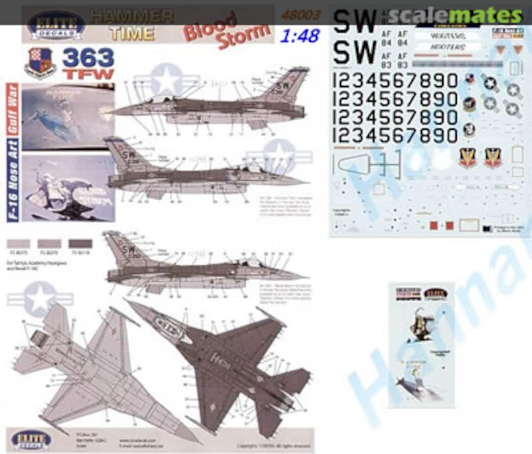 Boxart Gulf War F-16 Nose-art - "Hammer Time" & "Blood Storm" ED-48003 Elite Decals