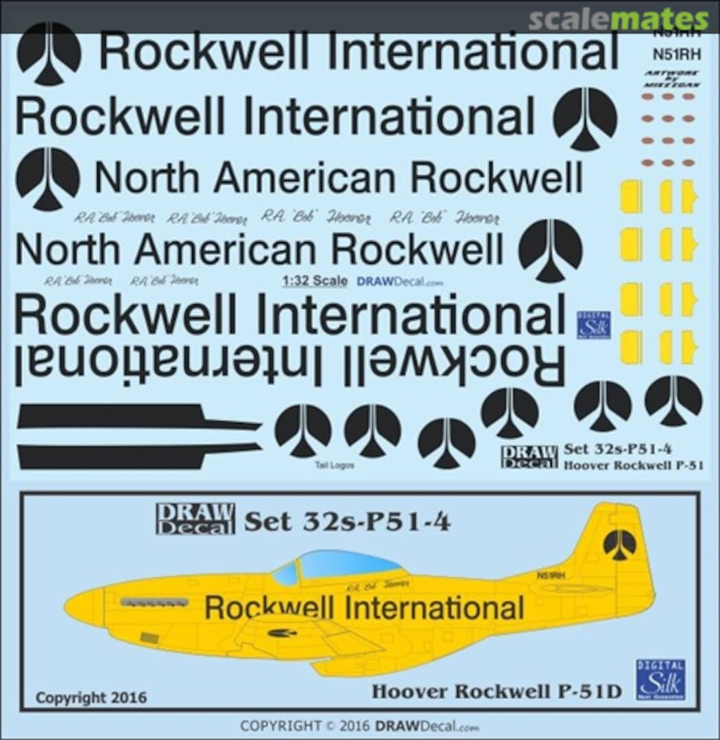 Boxart Bob Hoover "Rockwell" P-51D 32-P51-4 Draw Decal