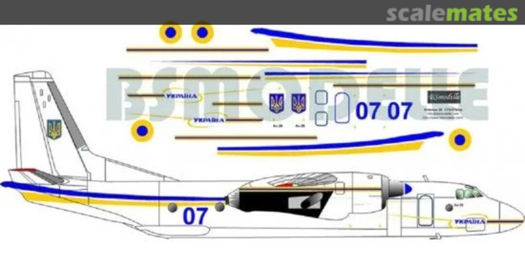 Boxart 720282 Antonov An-26 "07 Blue" decal for aircraft scale model BSM720282 BSmodelle