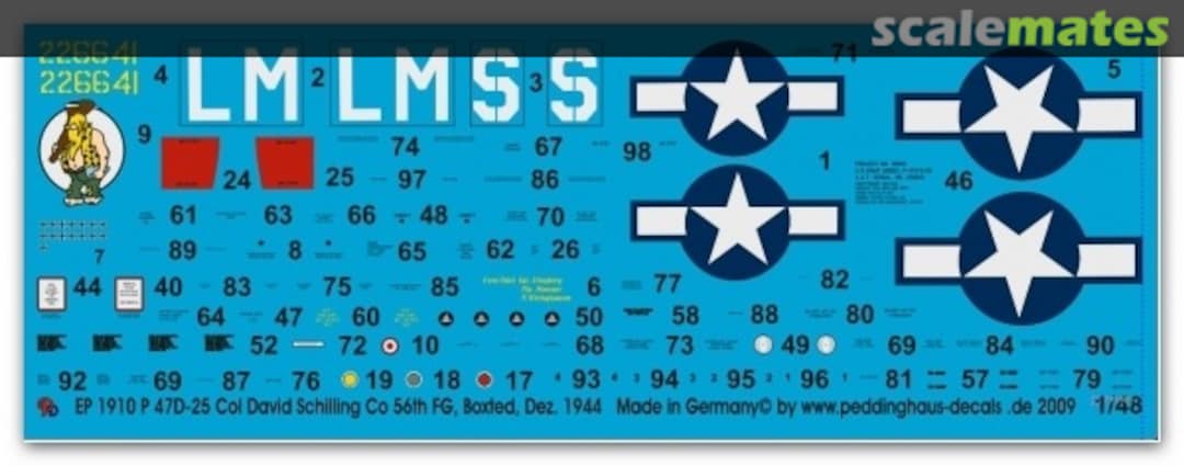 Boxart P-47D-25 Col David Schilling CO 56 th FG, Boxted, Dezember 1944 EP 1910 Peddinghaus-Decals