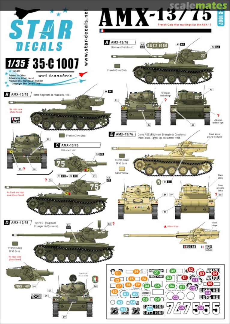 Boxart AMX-13/75 35-C1007 Star Decals