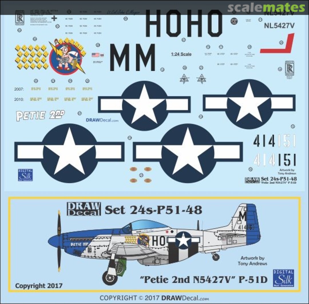 Boxart P-51D "Petie 2nd" N5427V 24-P51-48 Draw Decal