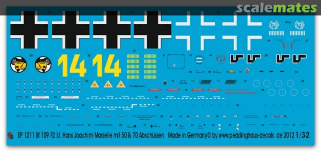 Boxart Bf 109F Hans Joachim Marseille EP 1211 Peddinghaus-Decals