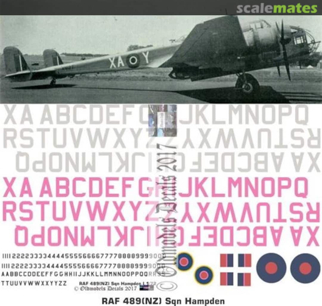 Boxart RAF 489(NZ) Sqn Hampdens OMD0763 Oldmodels Decals