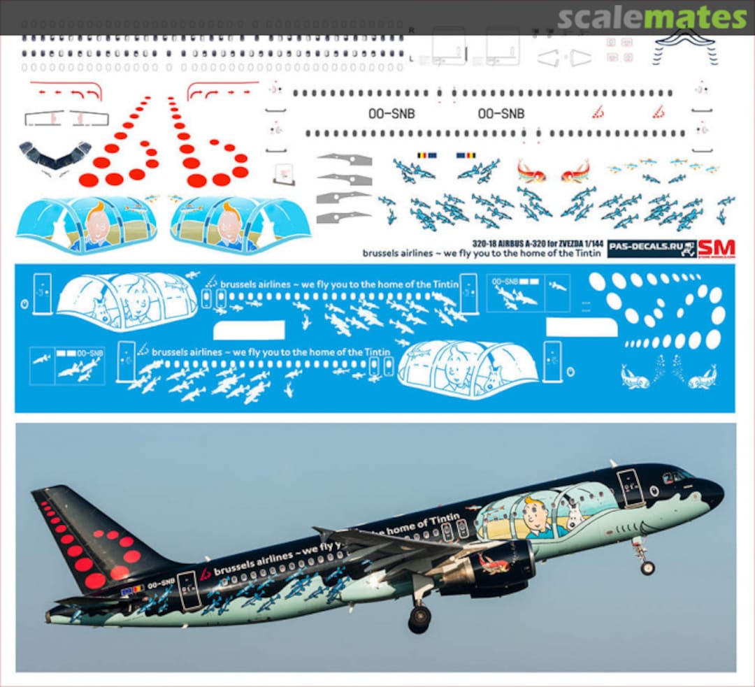 Boxart Brussels Airlines Tintin 320-18 Pas Decals