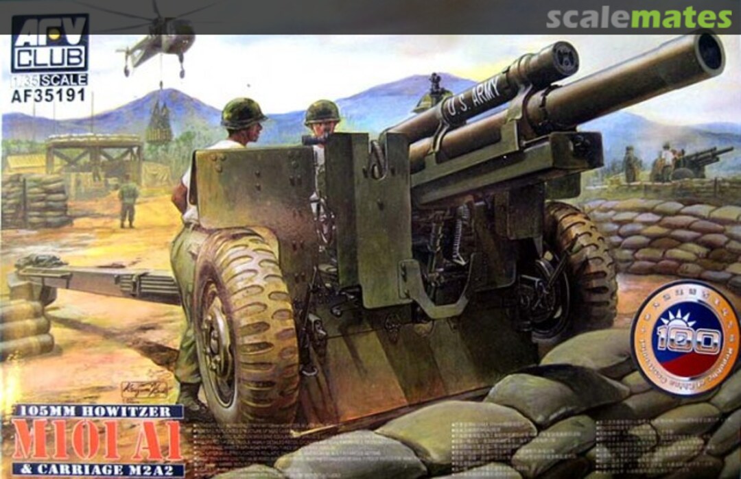 Boxart 105mm Howitzer M101A1 on Carriage M2A2 AF35191 AFV Club