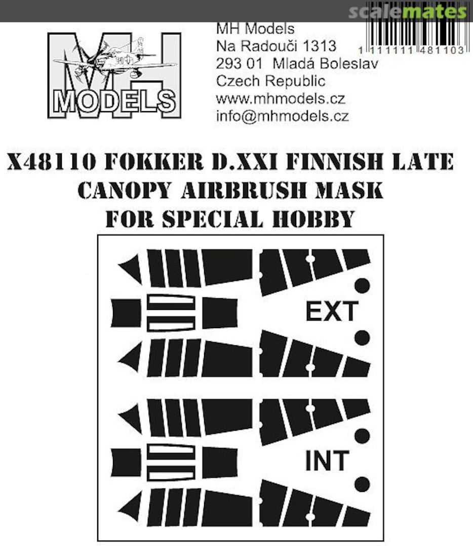 Boxart Fokker D.XXI Finnish Late Canopy Airbrush Mask X48110 MH Models