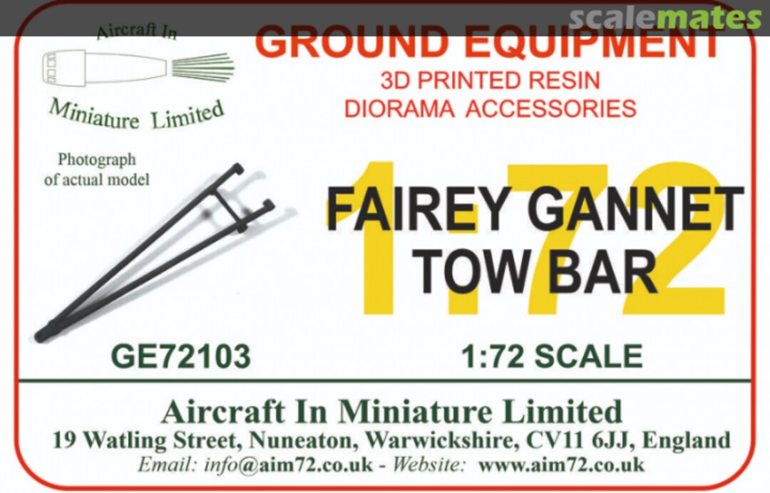 Boxart Fairey Gannet Tow Bar GE72103 Aircraft In Miniature Ltd