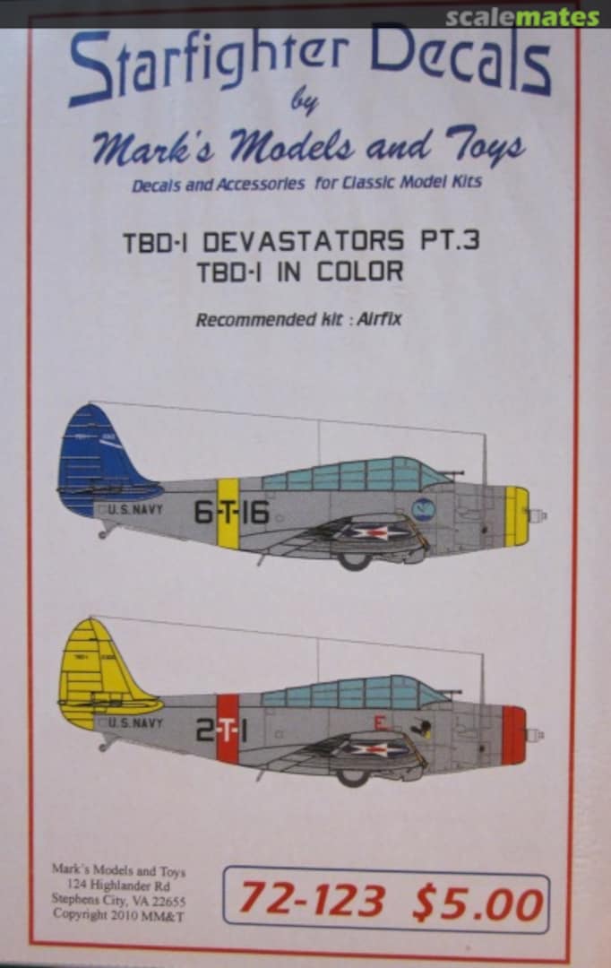 Boxart TBD-1 Devastators In Color Pt.3 72-123 Starfighter Decals