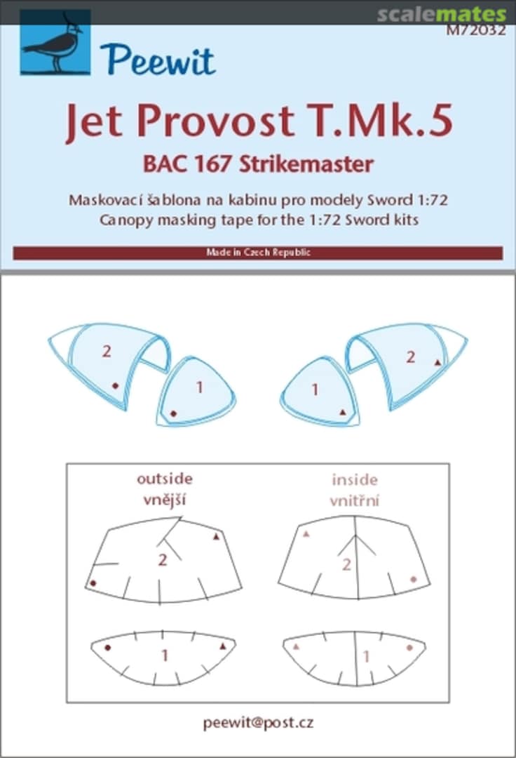 Boxart Jet Provost MK5, BAC 167 Strikemaster Canopy masking M72032 Peewit