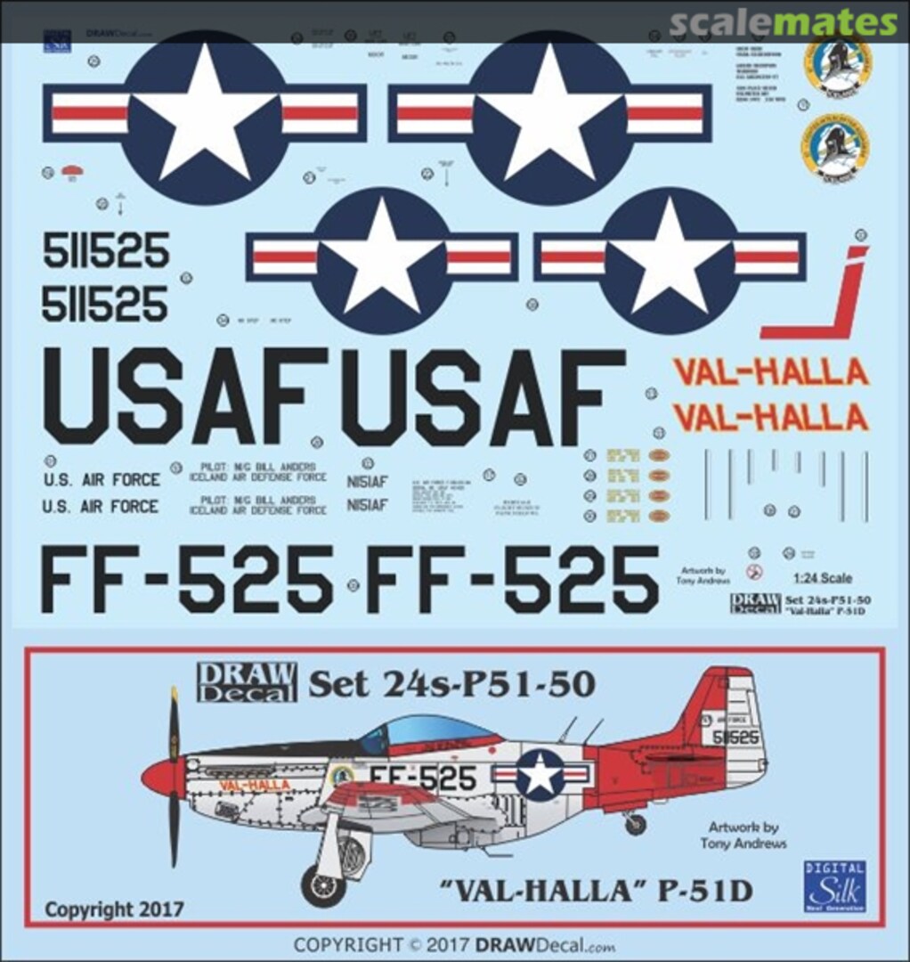 Boxart P-51D "VAL HALLA" 24-P51-50 Draw Decal