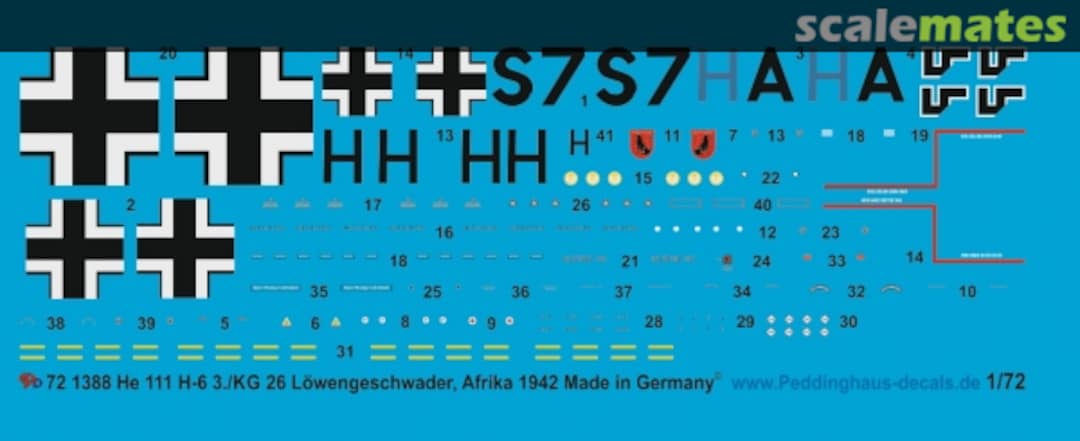 Boxart He 111 III.KG 26 Africa EP 1388 Peddinghaus-Decals