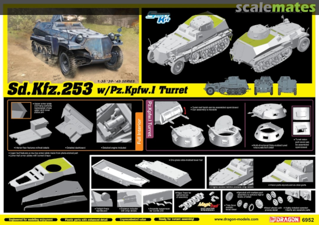 Boxart Sd.Kfz.253 w/Pz.Kpfw. I Turret and Full Interior 6952 Dragon