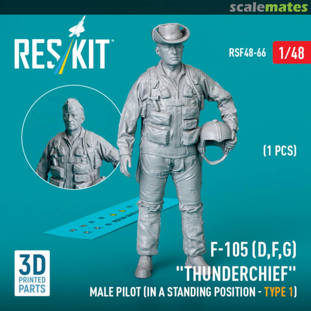 Boxart F-105 (D,F,G) Thunderchief male pilot (in a standing position - type 1) (1 pcs) RSF48-0066 ResKit