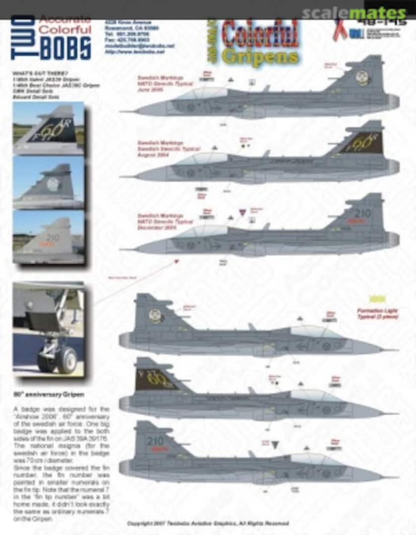 Boxart JAS-39A/C 48-145 TwoBobs Aviation Graphics