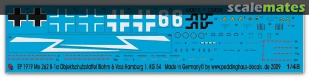 Boxart Me 262 B-1a Objektschutzstaffel Blohm & Voss Hamburg 1./KG 54 EP 1919 Peddinghaus-Decals