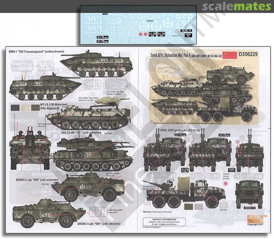 Boxart Soviet AFVs Afghanistan Pt4 Shilka,BMD1, BRDM Ural D356229 Echelon Fine Details