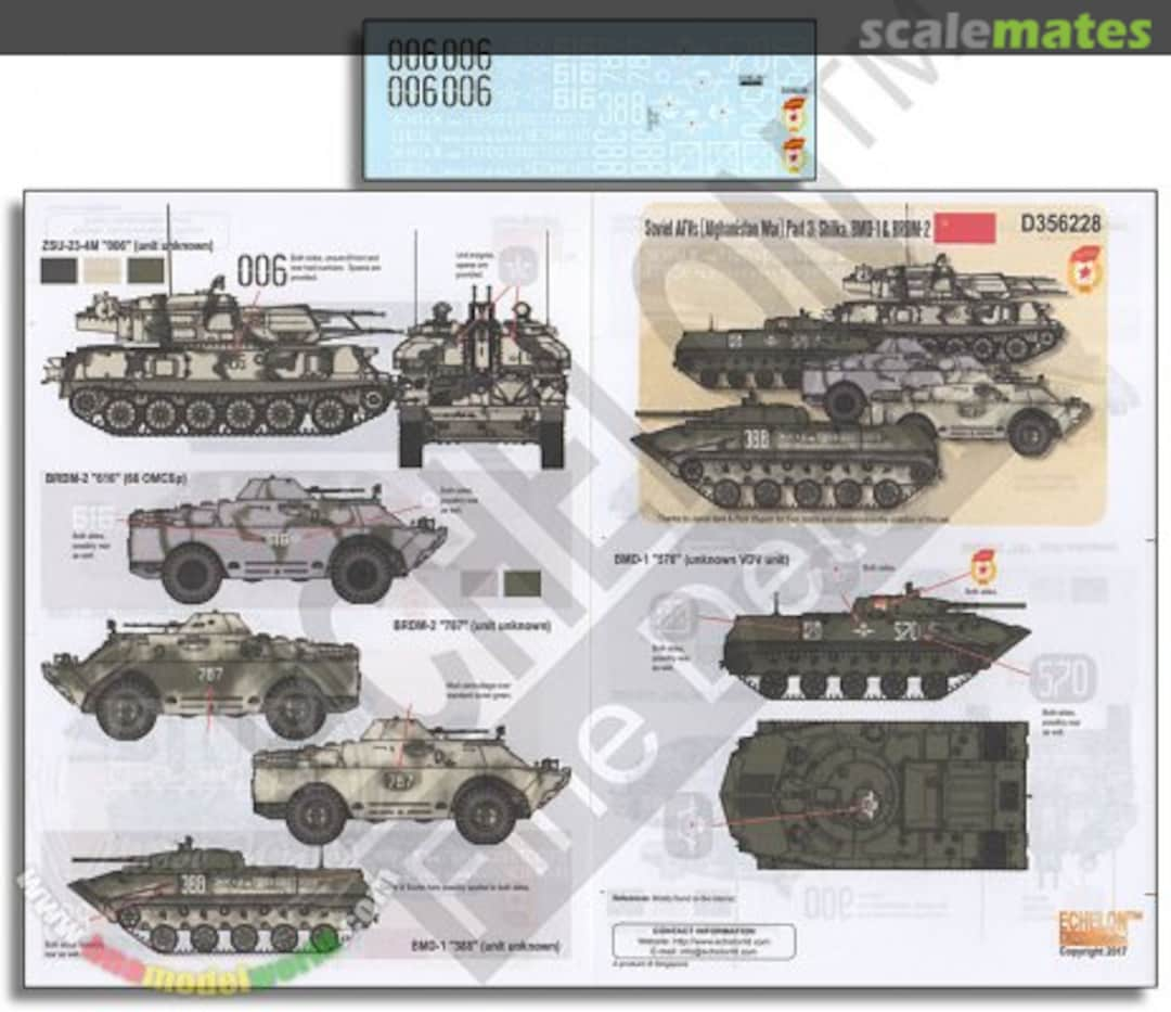 Boxart Soviet AFVs Afghanistan Pt 3 Shilka,BMD1, BRDM2 D356228 Echelon Fine Details