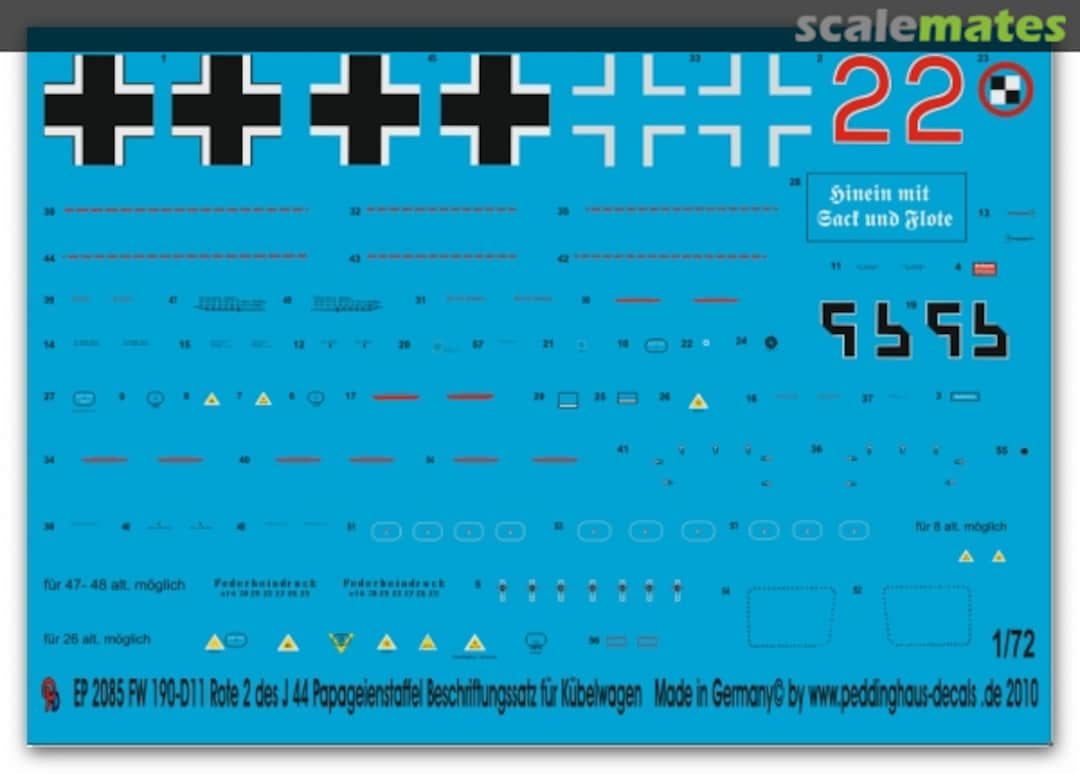 Boxart Fw190D-11 Red 2 JV44 EP 2085 Peddinghaus-Decals