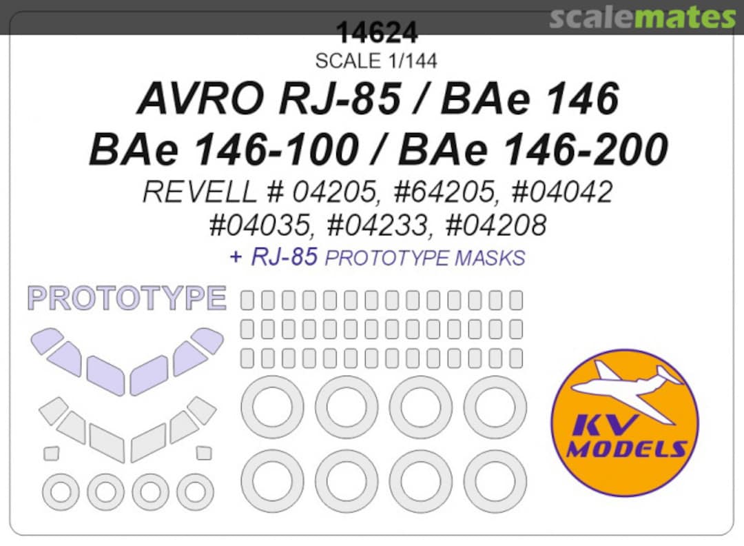 Boxart Avro RJ-85 / BAe 146 / BAe 146-100 / BAe 146-200 + RJ-85 Prototype 14624 KV Models