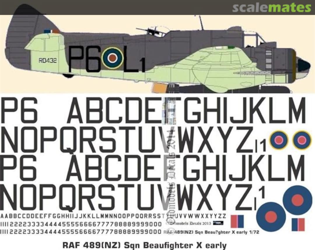 Boxart RAF 489(NZ) Sqn Beaufighters X early OMD0766 Oldmodels Decals