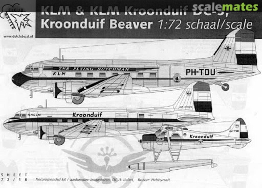 Boxart KLM & KLM Kroonduif DC-3, Kroonduif Beaver 72/18 Cloud Master