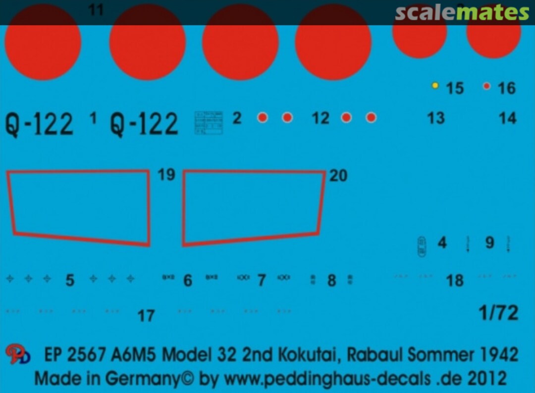 Boxart A6M5 Model 32 2nd Kokutai, Rabaul Sommer 1942 EP 2567 Peddinghaus-Decals