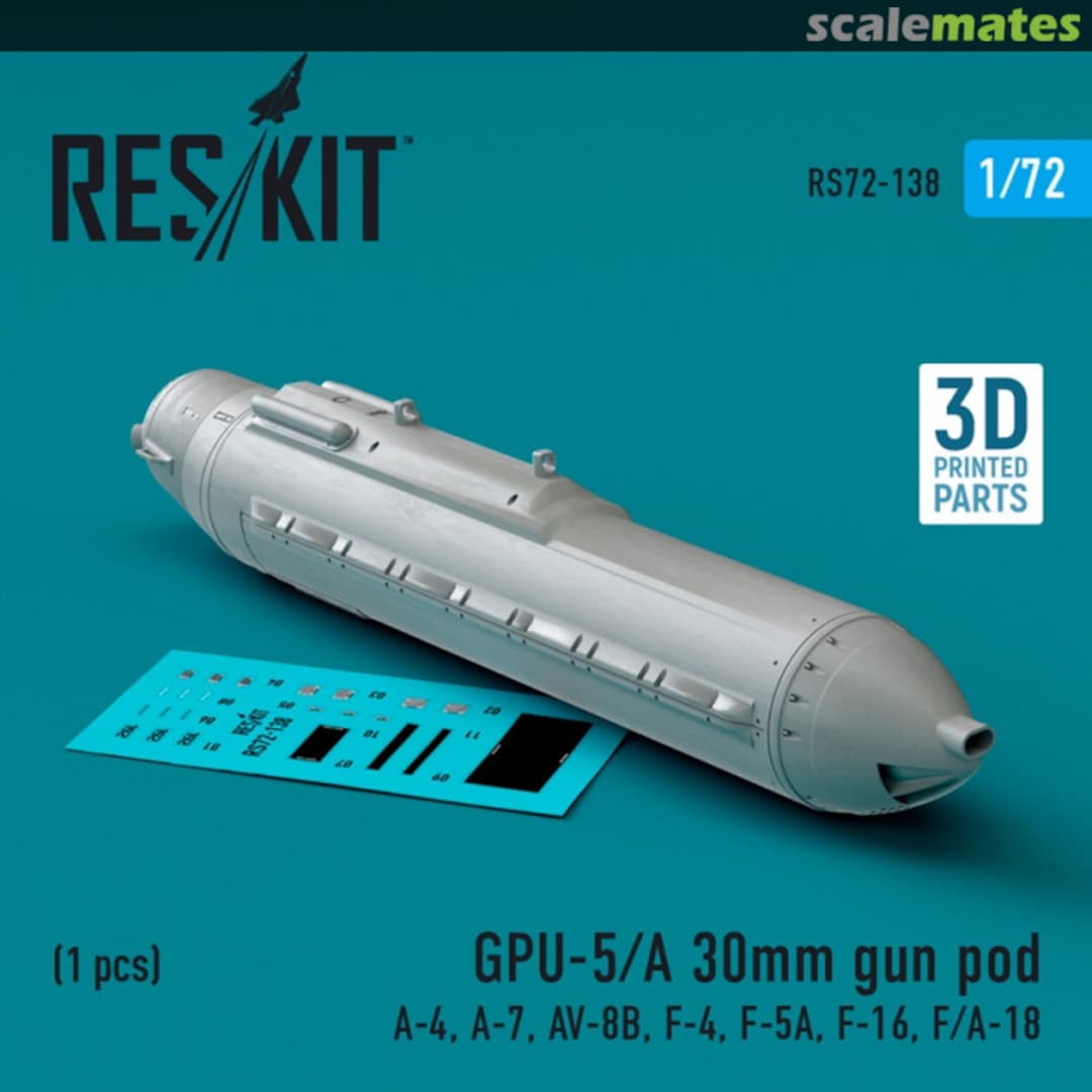 Boxart GPU-5/A 30mm gun pod (1 шт.) (3D Printed) RS72-0138 ResKit