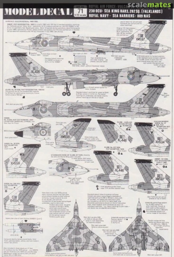 Contents Royal Air Force: Vulcan B2: Sea King HAR3 Royal Navy: Sea Harriers 71 Modeldecal