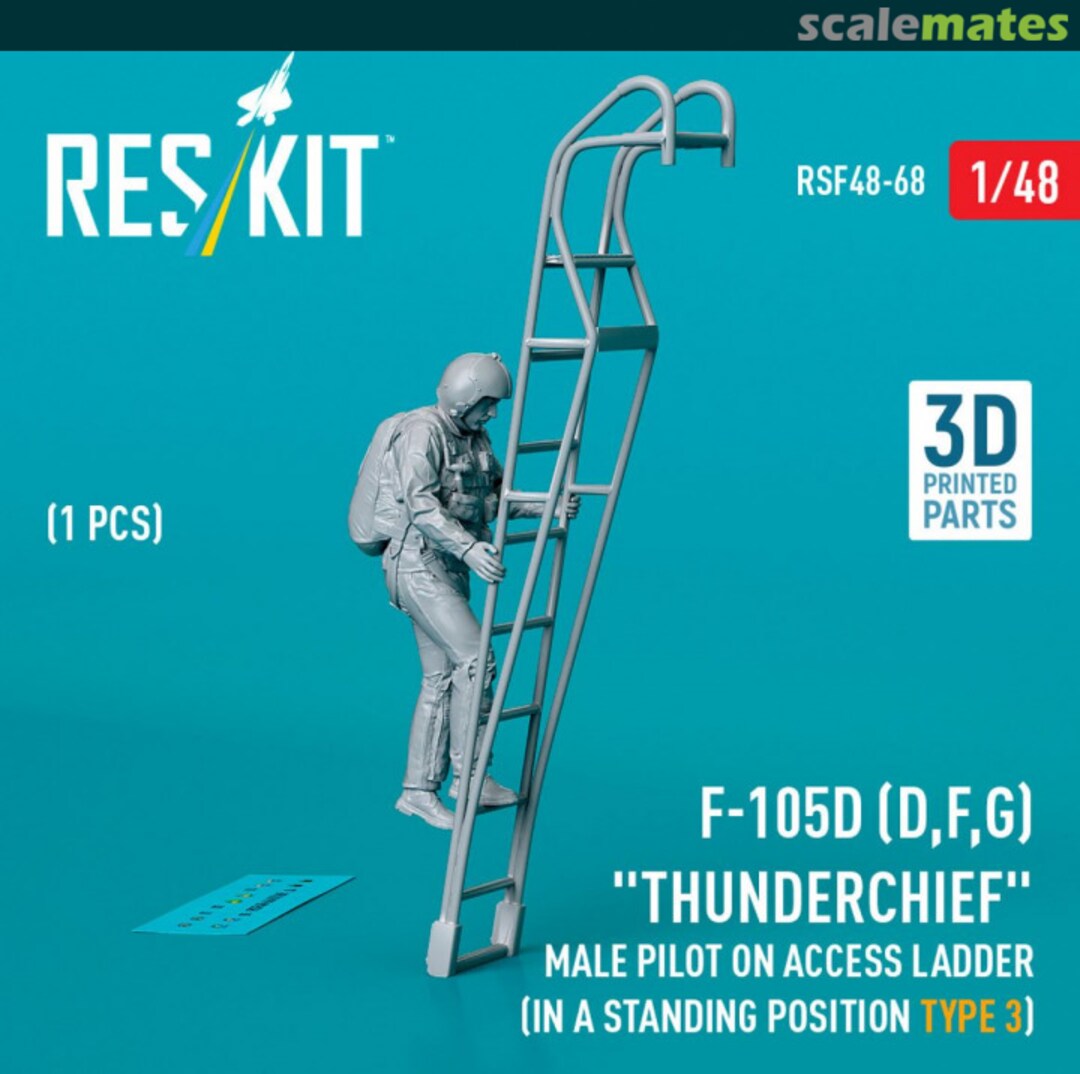 Boxart F-105 (D,F,G) Thunderchief male pilot on access ladder (in a standing position - type 3) (1 pcs) RSF48-0068 ResKit