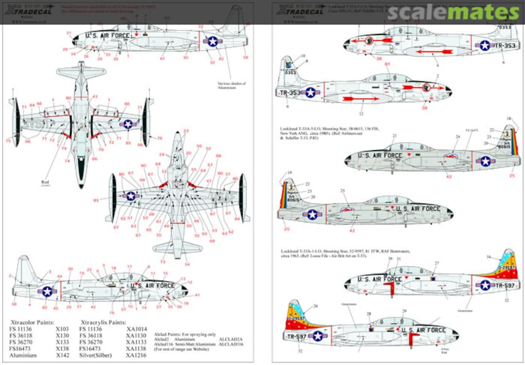 Boxart Lockheed T-33A/F-80C Shooting Star X72-121 Xtradecal