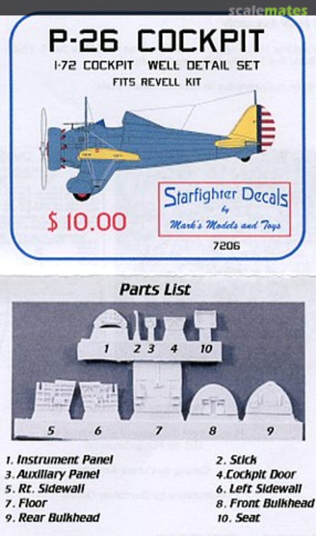 Boxart P-26 Cockpit set 7206 Starfighter Decals