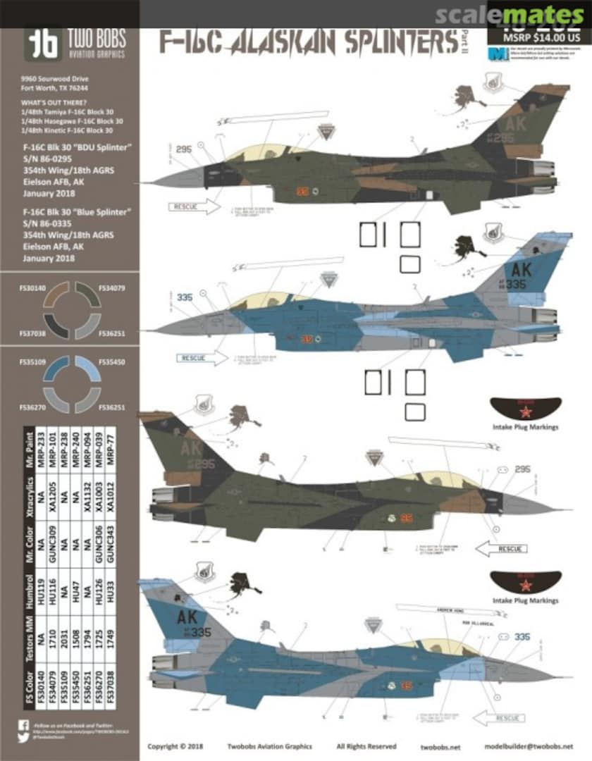 Boxart F-16C Alaskan Splinters Part II 32-069 TwoBobs Aviation Graphics