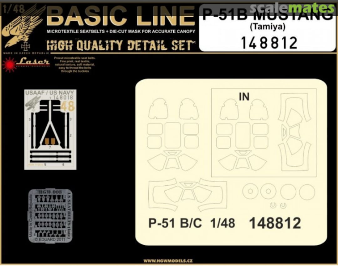 Boxart P-51B/C Mustang - BASIC LINE: seatbelts + masks 148812 HGW Models