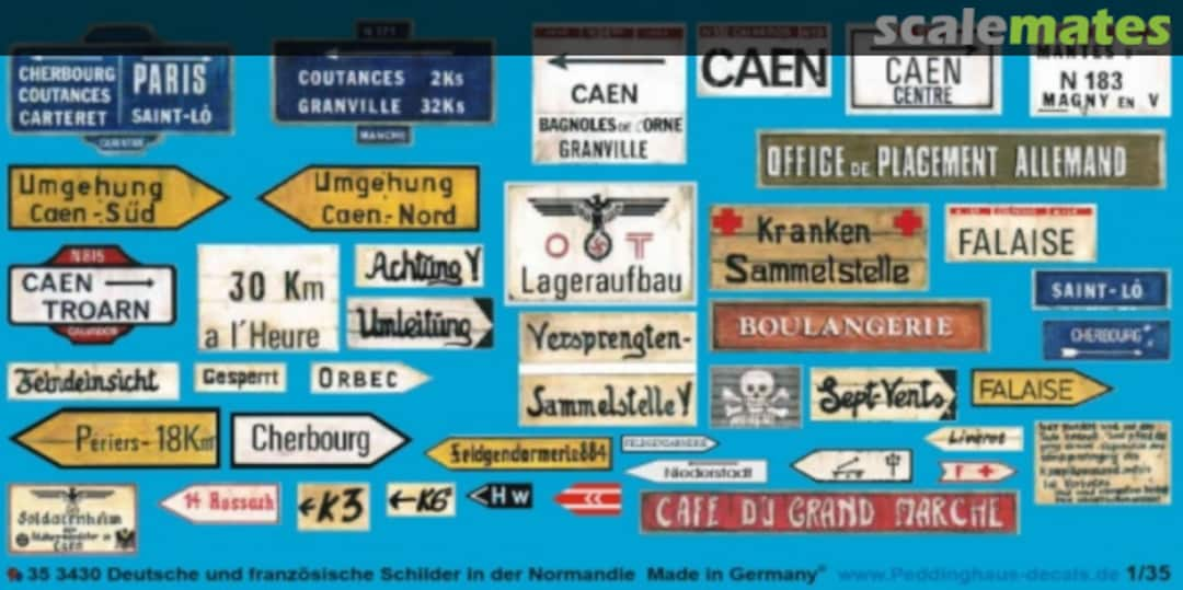 Boxart Deutsche und französische Strassenschilder in der Normandie 35 3430 Peddinghaus-Decals