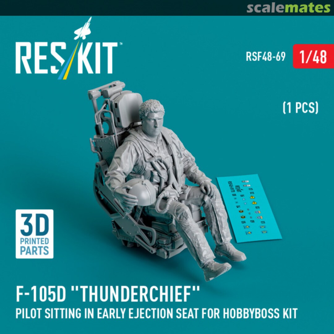 Boxart F-105D Thunderchief pilot sitting in early ejection seat (1 pcs) (HobbyBoss) RSF48-0069 ResKit