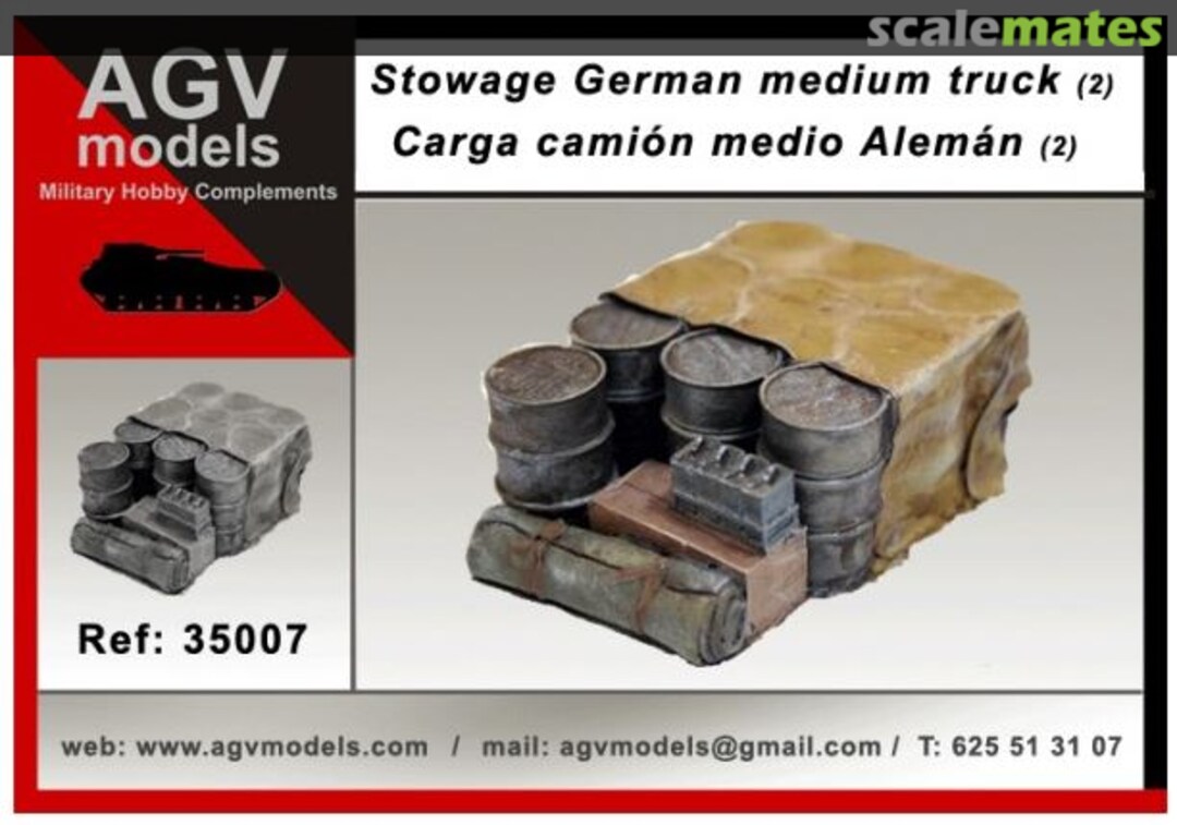 Boxart Stowage for medium vehicle as Opel Blitz, Ford V3000. 35007 AGV Models