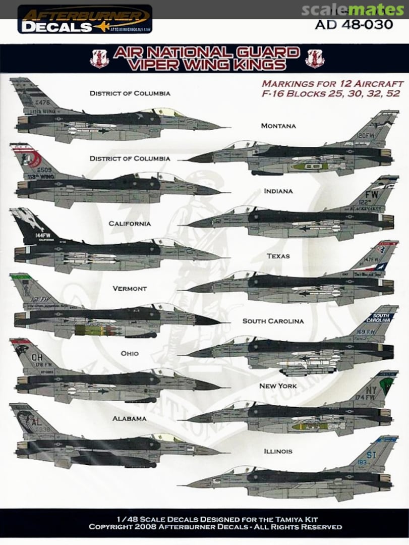 Boxart Air National Guard Viper Wing Kings AD 48-030 Afterburner Decals