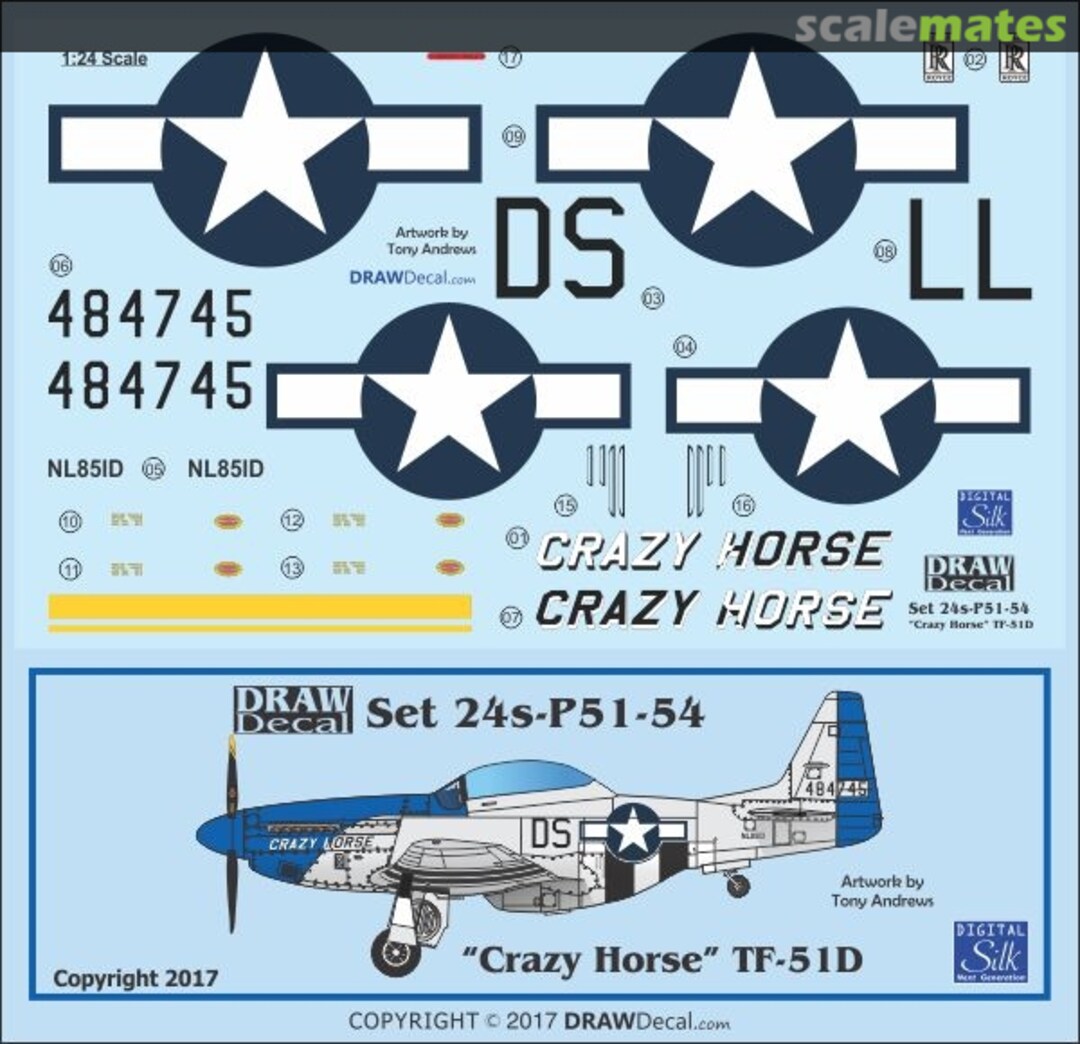 Boxart TF-51 "Crazy Horse" 24-P51-54 Draw Decal